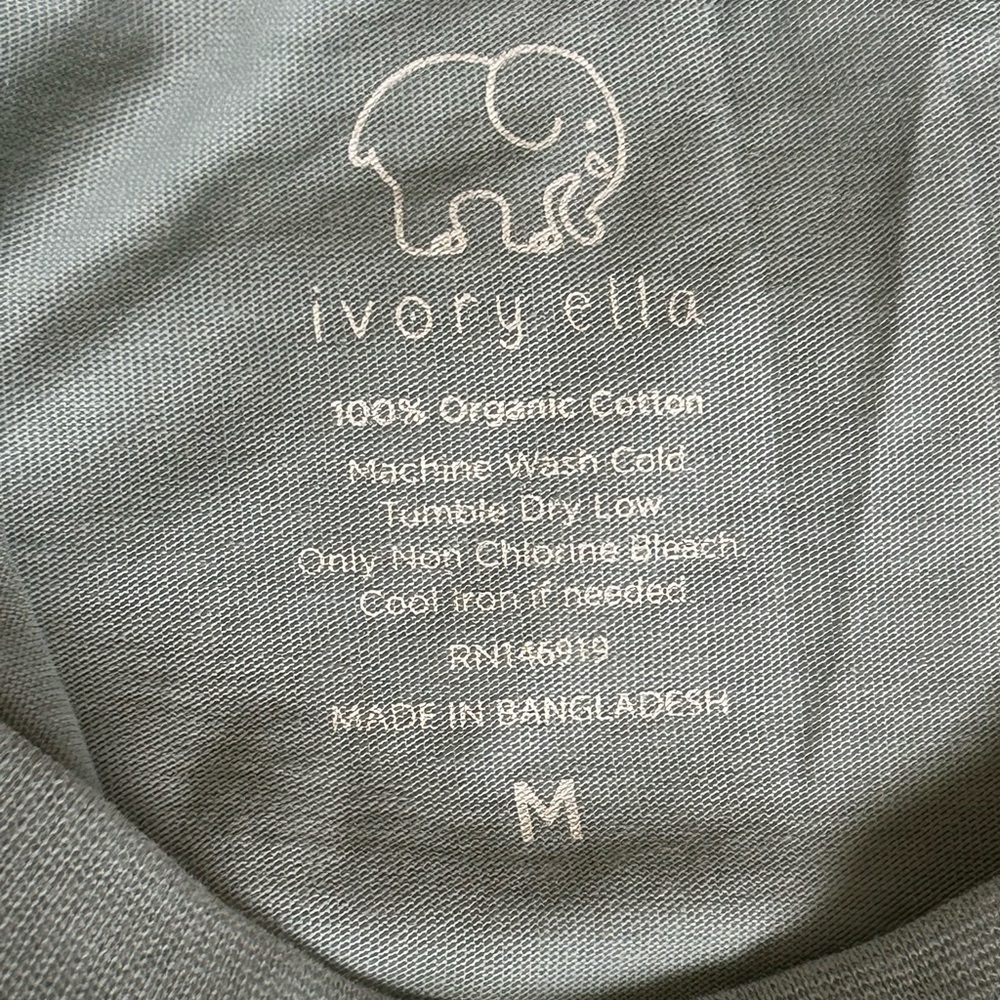 Ivory Ella 100% Organic Cotton Seafoam Green Long Sleeve Casual Tee Women Sz M - Picture 7 of 8